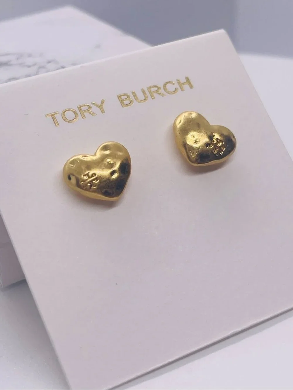 Tory Burch Gold Heart Stud Earrings